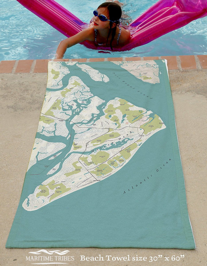 Hilton Head Sea Glass Style Map - Maritime Tribes USATowel