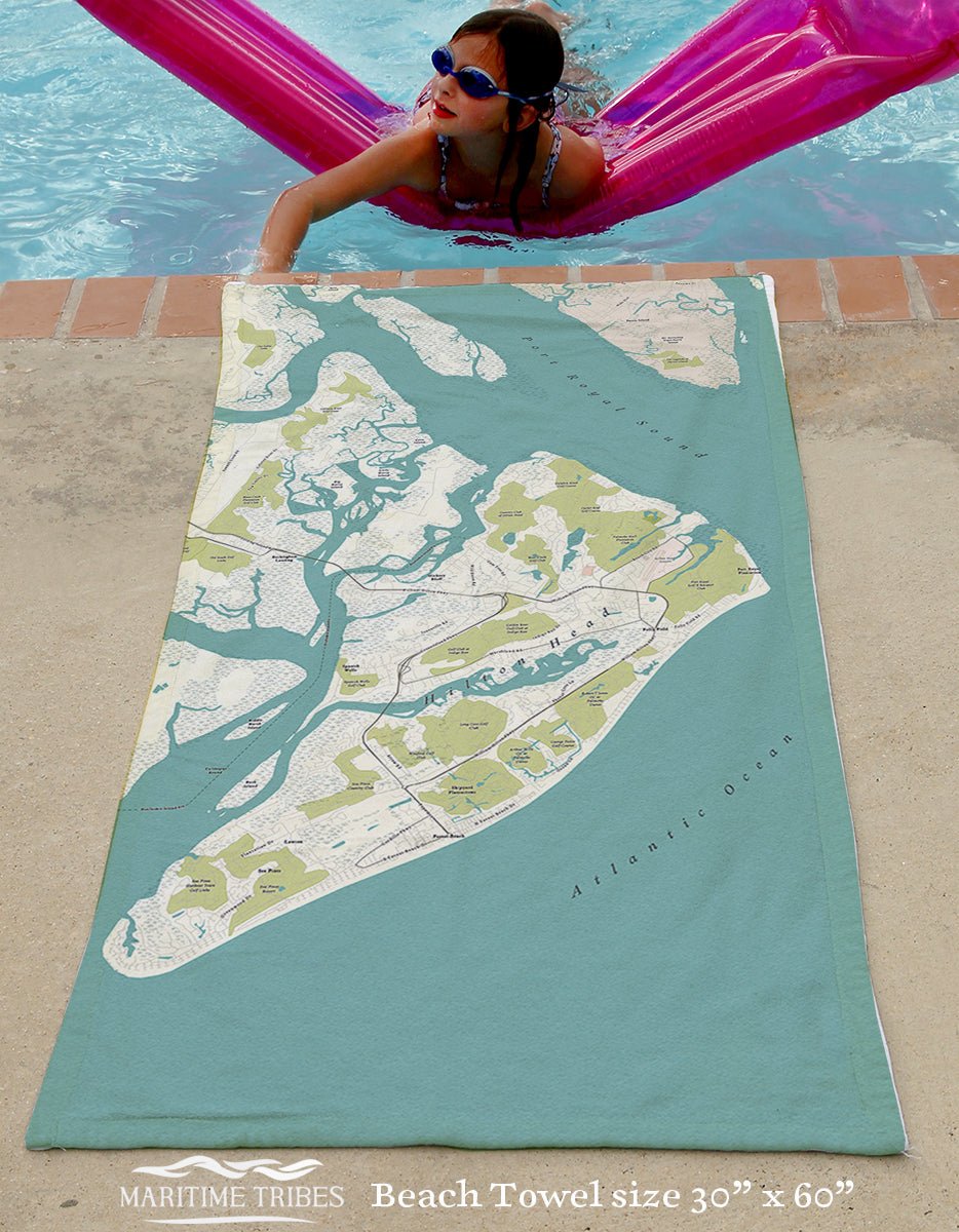 Hilton Head Sea Glass Style Map - Maritime Tribes USATowel