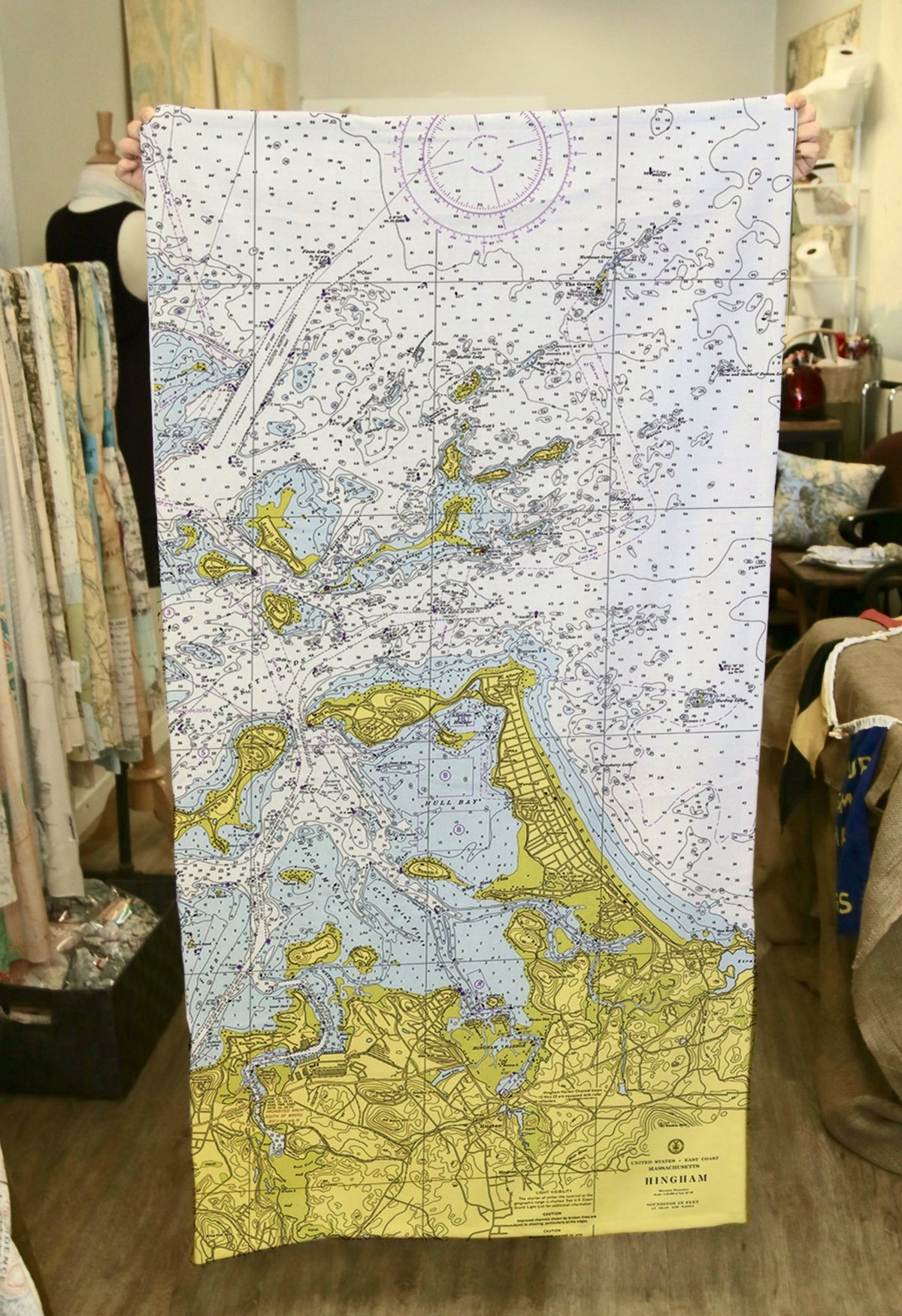 Hingham Harbor, Hull Vintage Nautical Chart - Maritime Tribes USATowel