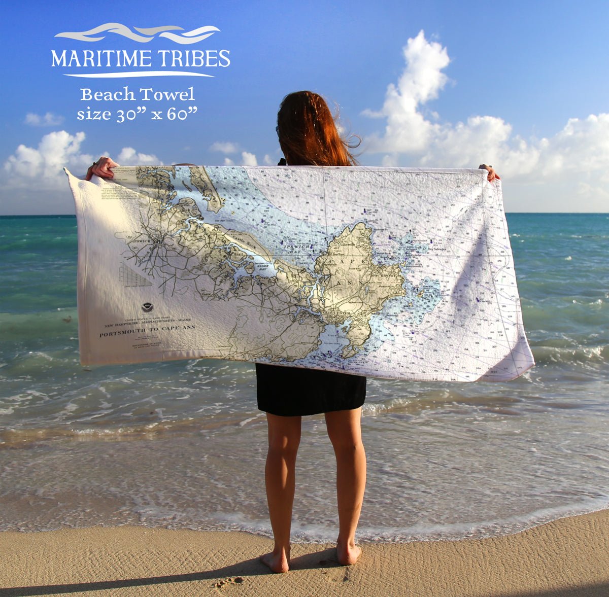 Ipswich Cape Ann, MA - Vintage Nautical Chart Quick Dry Towel - Maritime Tribes USATowel