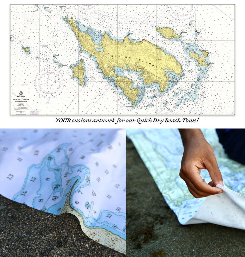 Isla De Culebra, PR Nautical Chart Quick Dry Towel - Maritime Tribes USATowel
