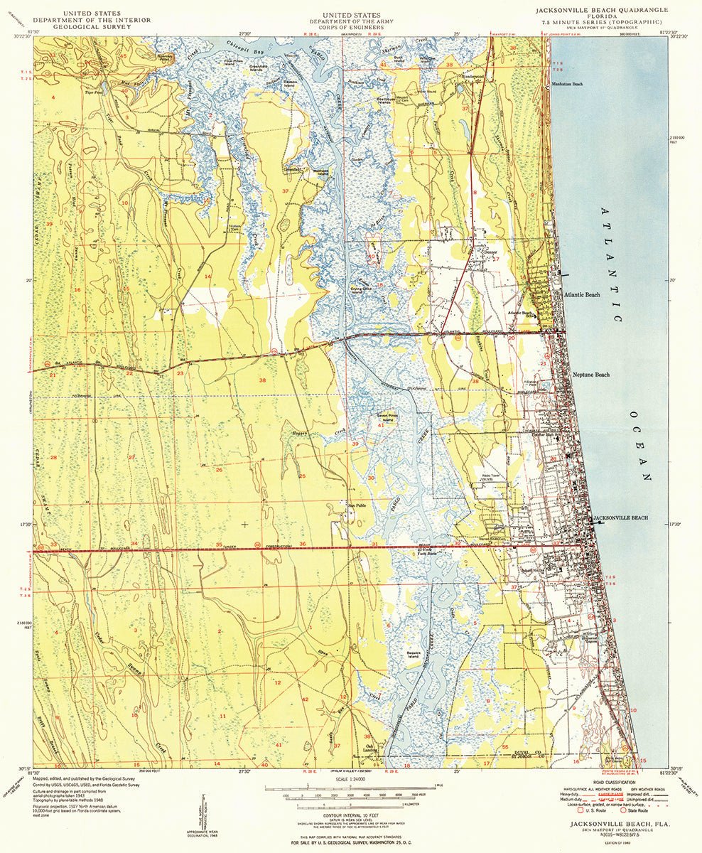 Jacksonville Beaches Vintage Topo Scroll - Maritime Tribes USAScroll