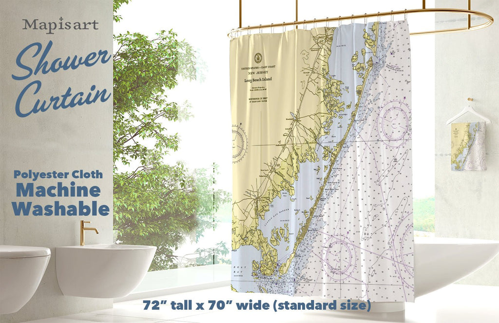 Jersey Shore Vintage Nautical Chart Shower Curtain - Maritime Tribes USAShower Curtain