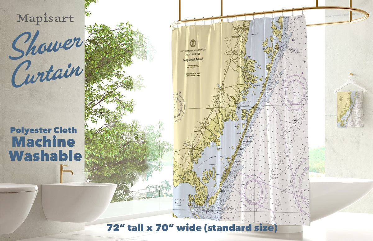 Jersey Shore Vintage Nautical Chart Shower Curtain - Maritime Tribes USAShower Curtain