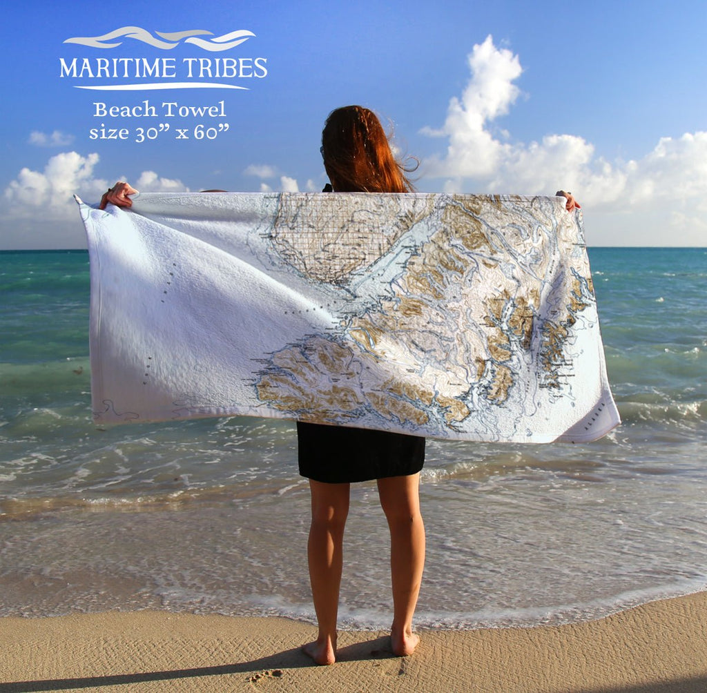 Kachemak Bay, AK Antique Map Quick Dry Towel - Maritime Tribes USATowel