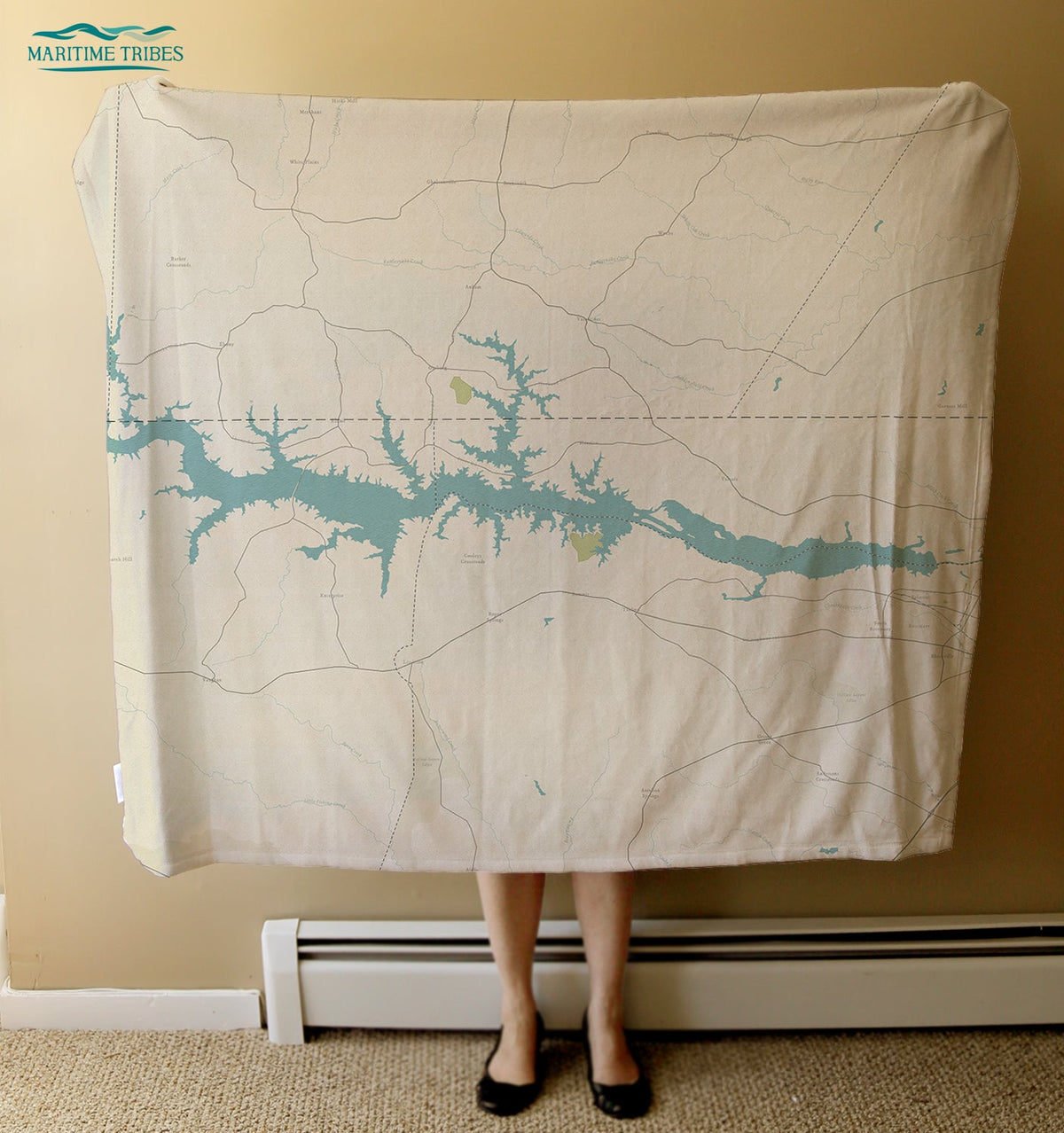 Lake Gaston NC Sea Glass Map Quick Dry Towel - Maritime Tribes USATowel