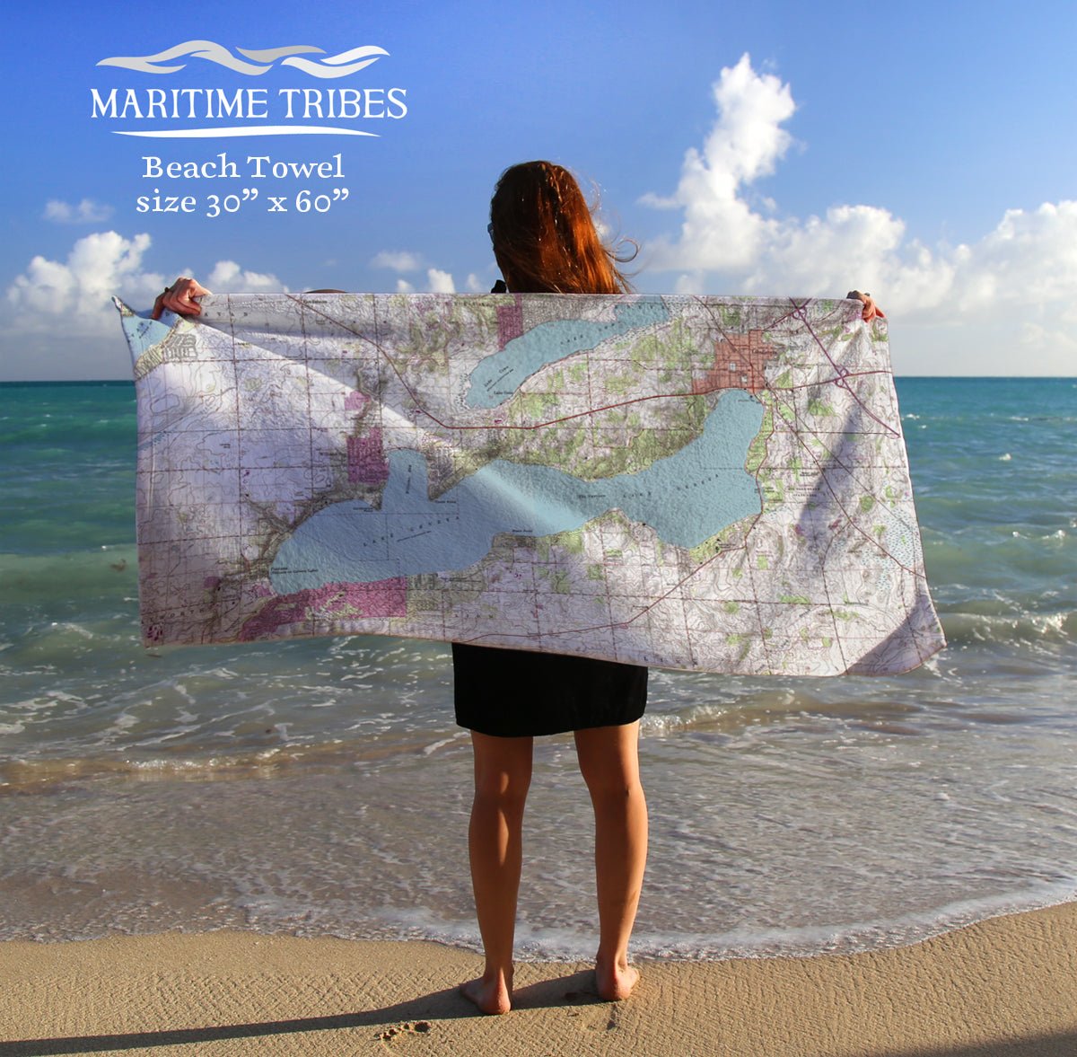 Lake Geneva, WI Topo Map Quick Dry Towel - Maritime Tribes USATowel