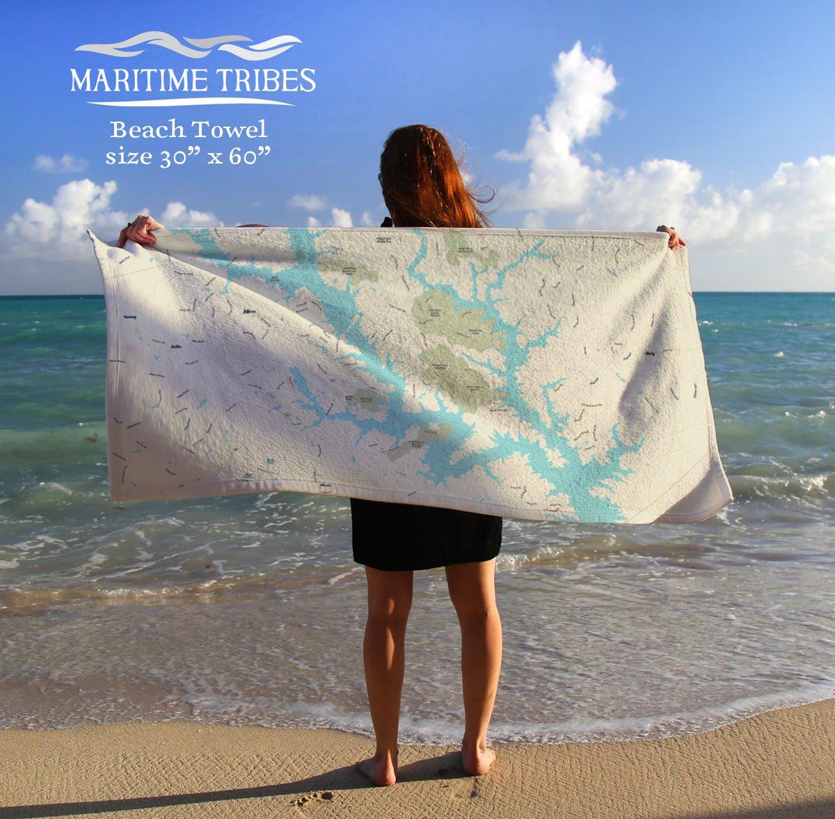 Lake Oconee Modern Wave Quick Dry Towel - Maritime Tribes USATowel