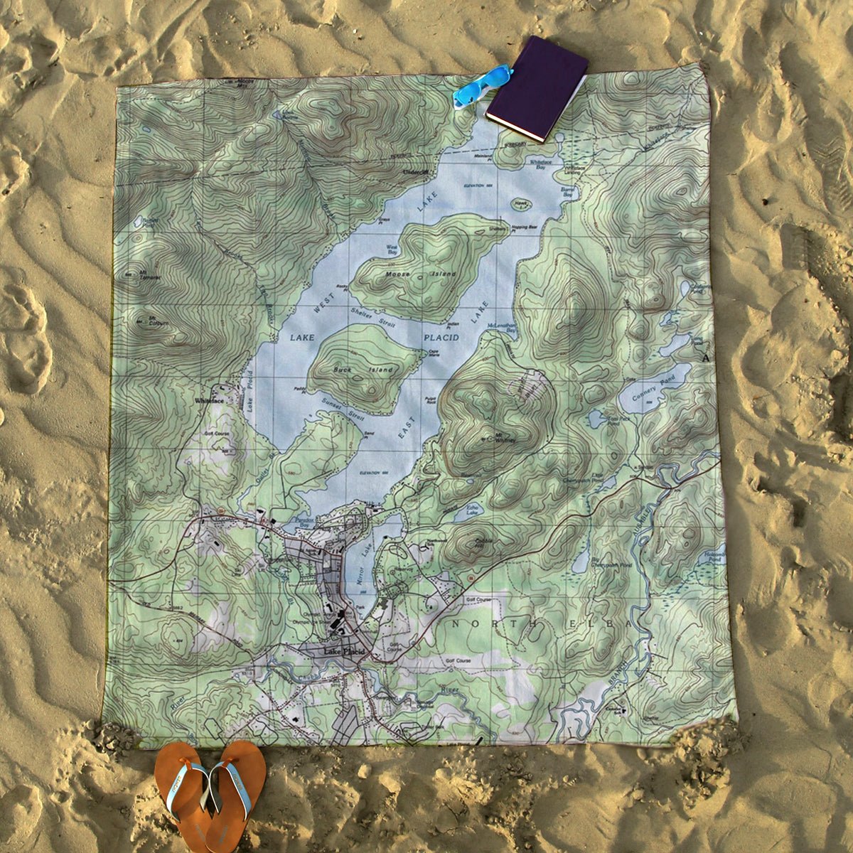 Lake Placid, NY Topo Map Blanket - Maritime Tribes USABlanket