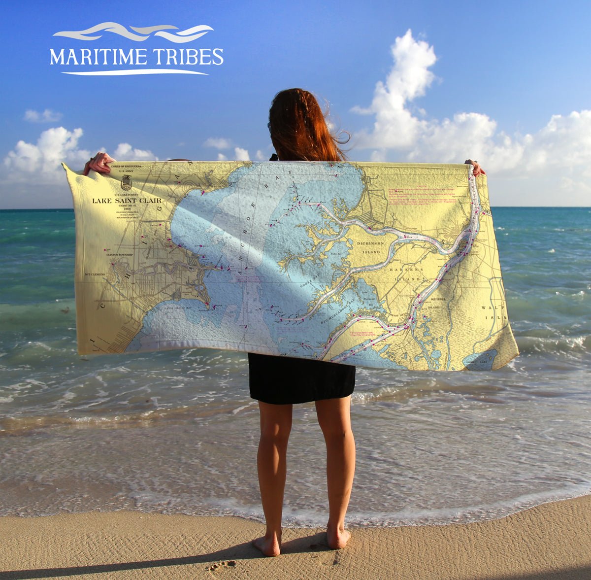 Lake St. Clair Chart Towel - Maritime Tribes USATowel