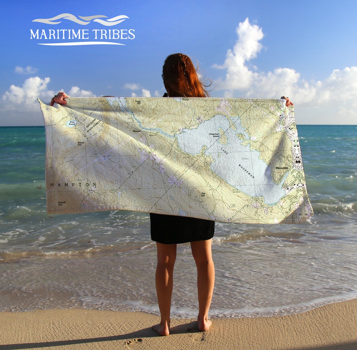 Lake Waukewan, NH Vintage Topo Map - Maritime Tribes USATowel