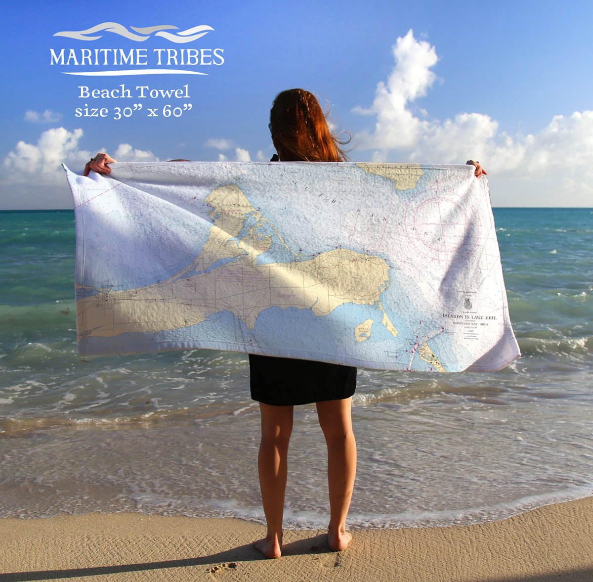 Lakeside, OH Nautical Chart Quick Dry Towel - Maritime Tribes USATowel
