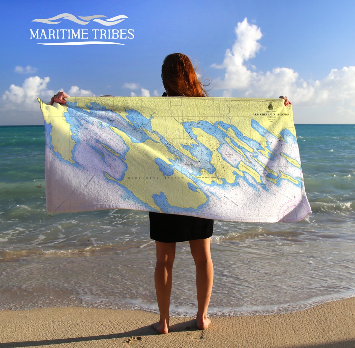 Les Cheneaux Nautical Chart TOWEL Quick Dry Towel - Maritime Tribes USATowel