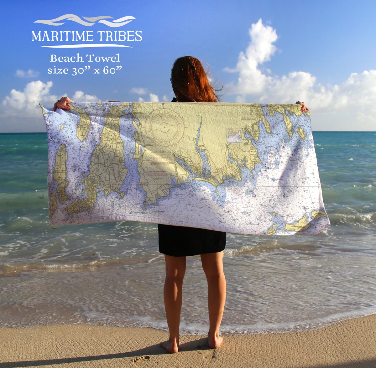 Little Compton to Westport MA Vintage Nautical Chart Quick Dry Towel - Maritime Tribes USATowel