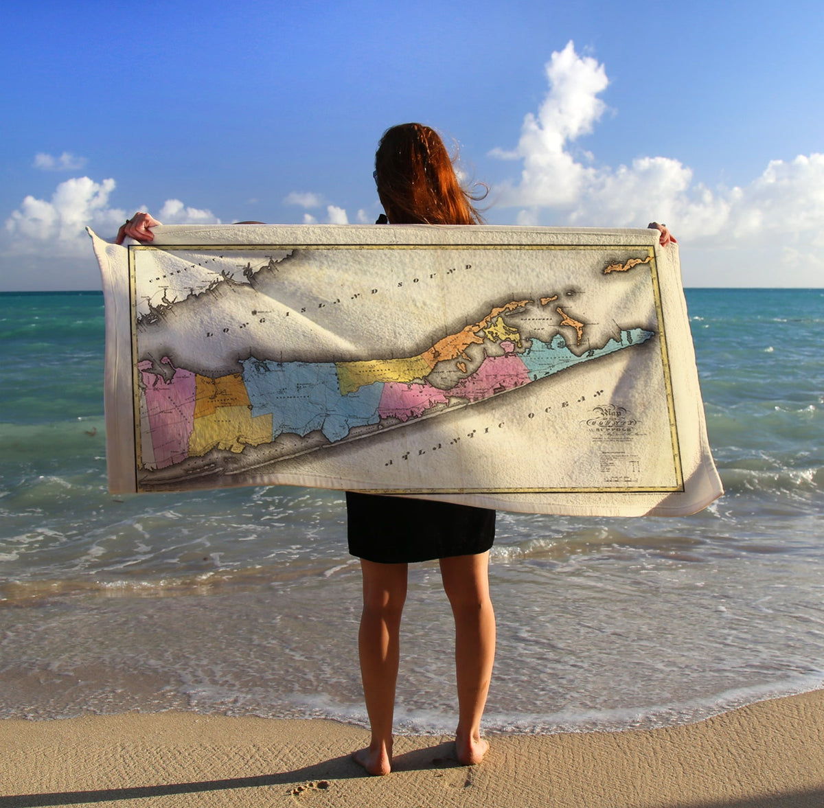 Long Island, NY Antique Map - Maritime Tribes USATowel