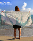 Swansea, Sea Glass Map Quick Dry Towel