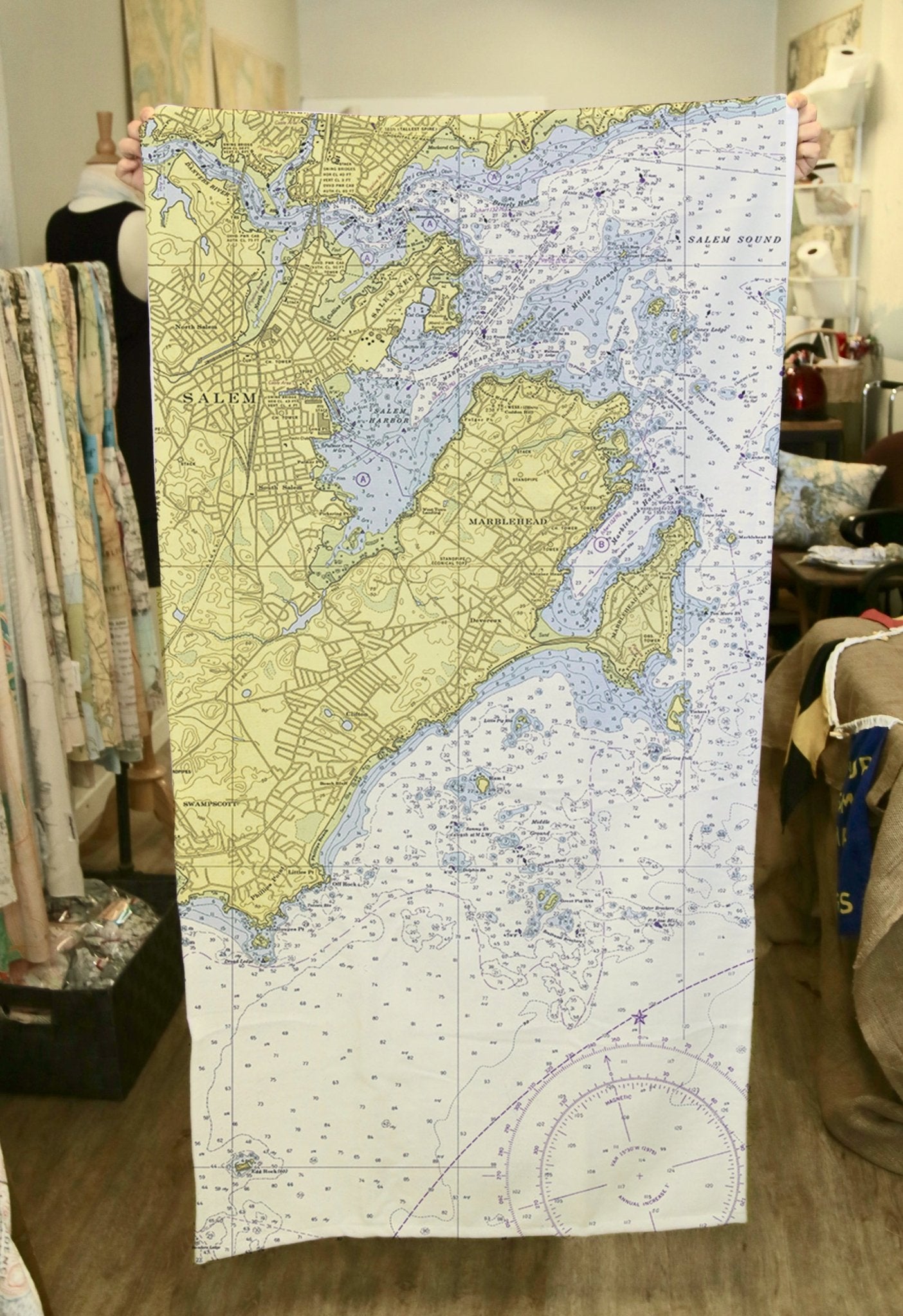 Marblehead Nautical Chart - Maritime Tribes USATowel