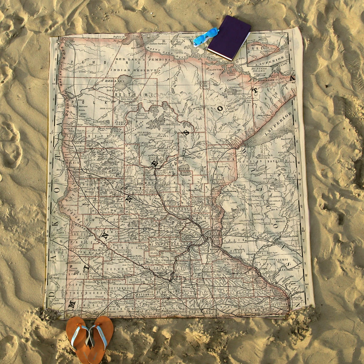 Minnesota State Vintage Map Blanket - Maritime Tribes USABlanket