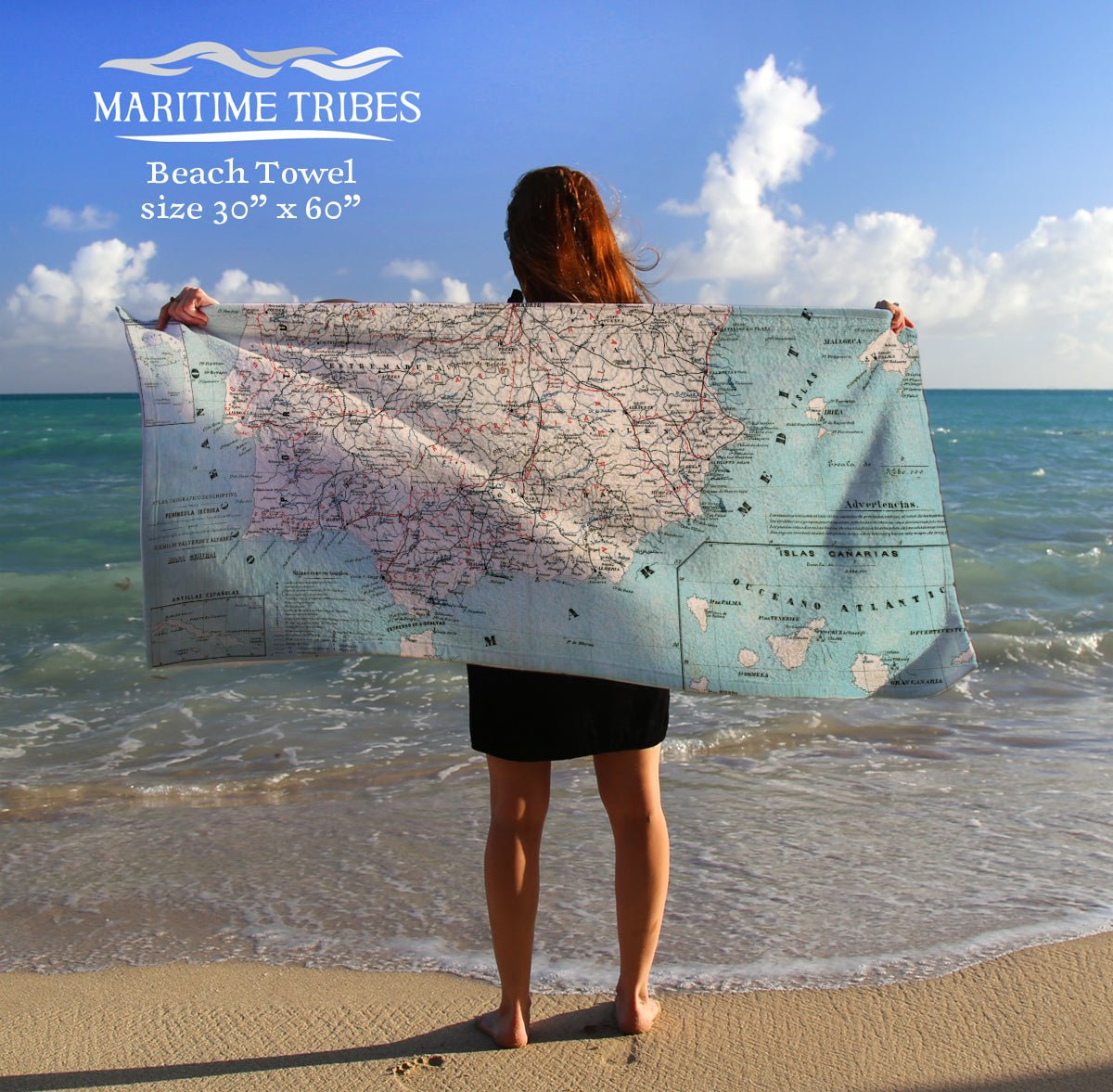 Morón De La Frontera, Spain Blue Water Vintage map Quick Dry Towel - Maritime Tribes USATowel