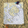 Mount Desert Island, Acadia, ME Nautical Chart Blanket - Maritime Tribes USABlanket