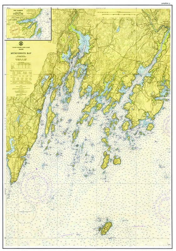 Muscongus Bay, ME Vintage Nautical Chart Scroll - Maritime Tribes USAScroll