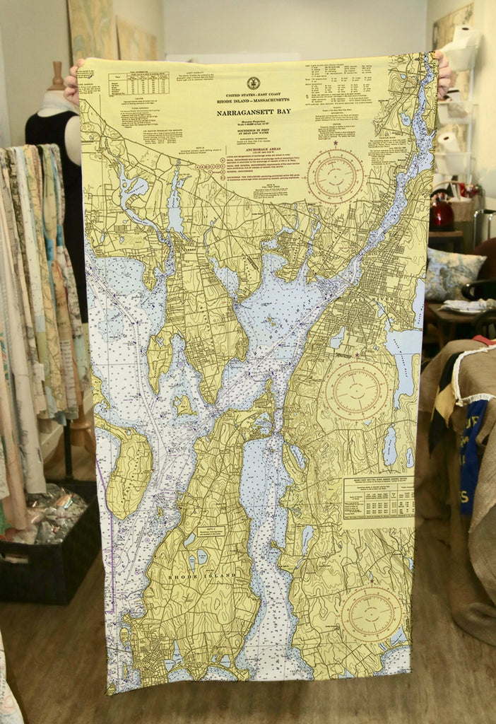 Narragansett Bay, Bristol to Fall River Nautical Chart Quick Dry Towel - Maritime Tribes USATowel