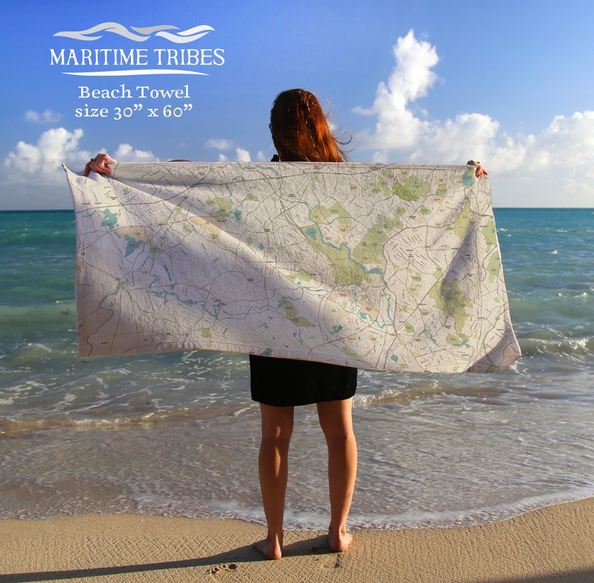 Needham MA topo map Quick Dry Towel - Maritime Tribes USATowel