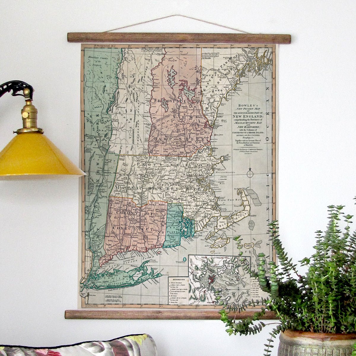 New England Vintage Map, earth tones Scroll - Maritime Tribes USAScroll