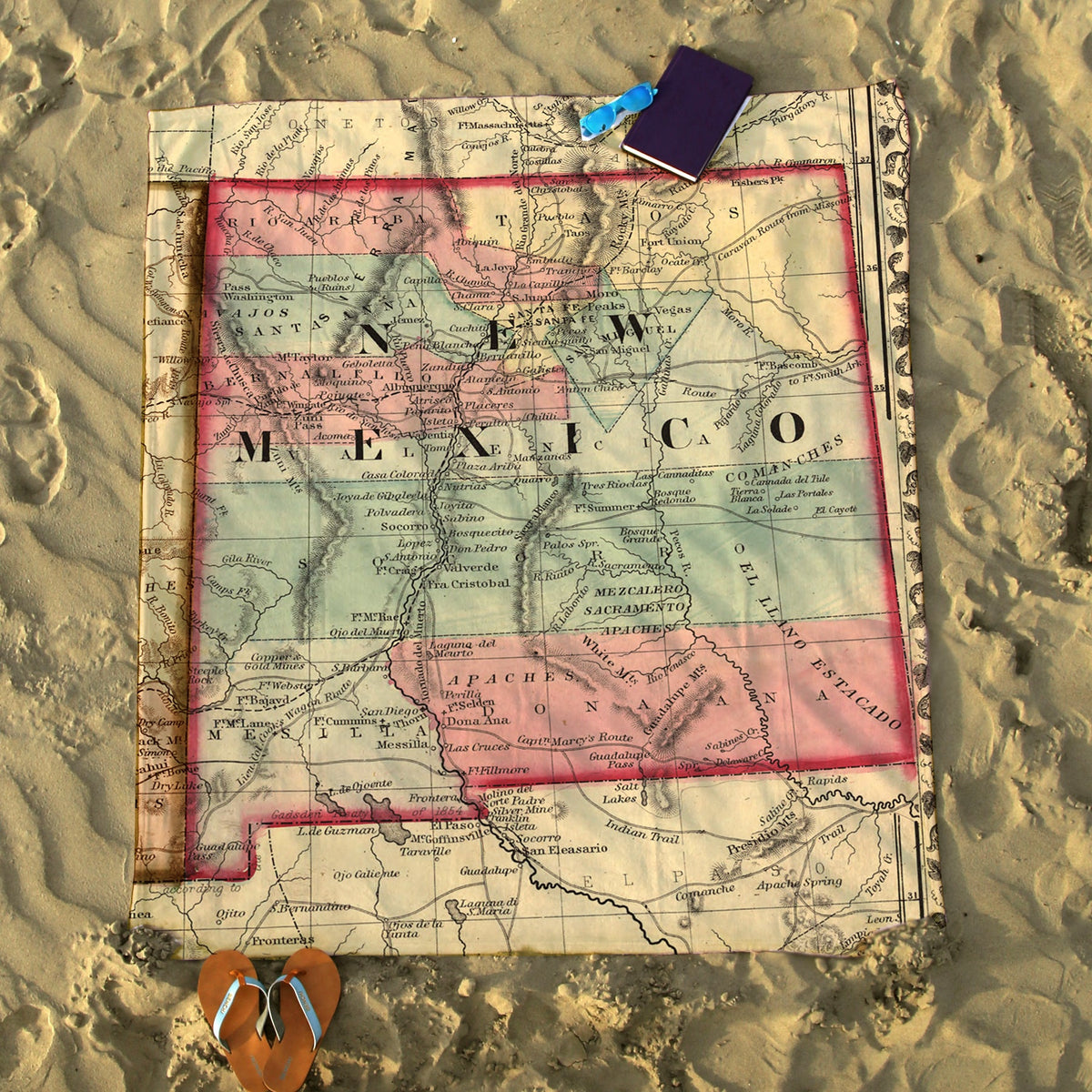 New Mexico Vintage Map Blanket - Maritime Tribes USABlanket