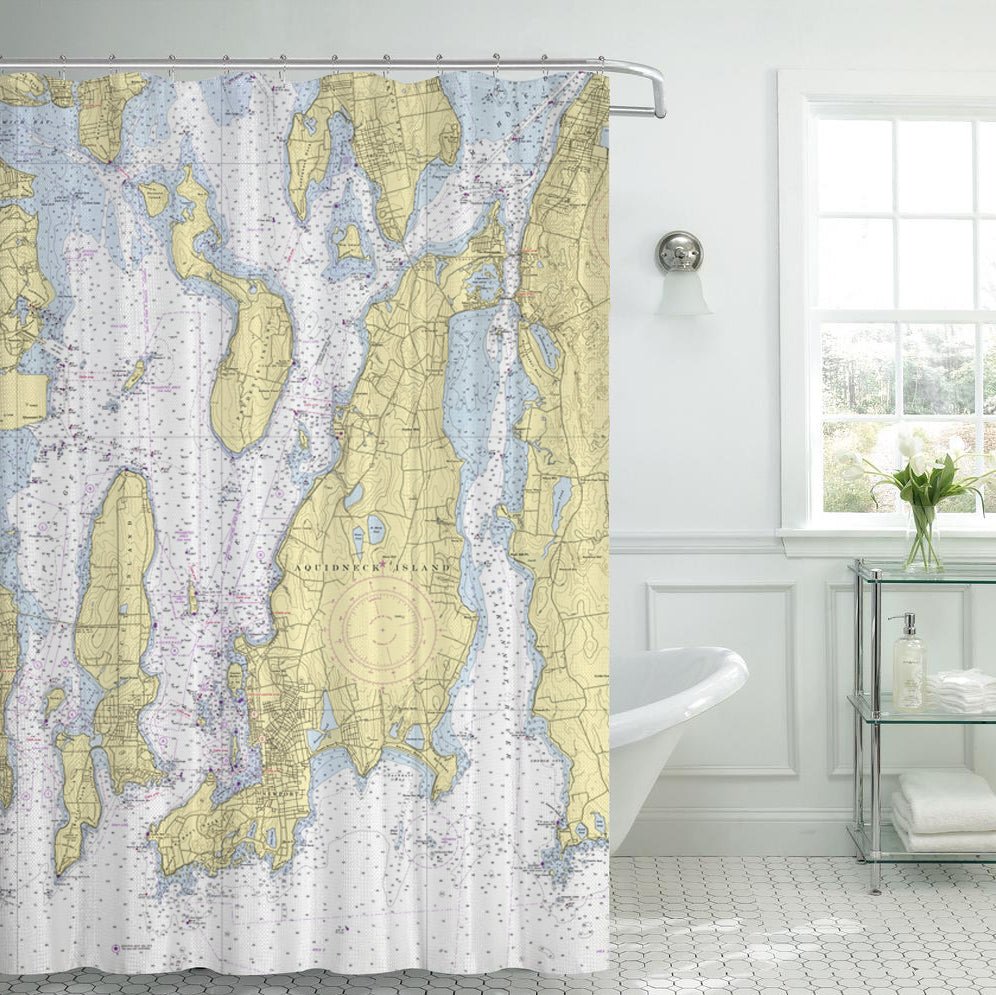 Newport, RI / Narragansett Bay - Chart Shower Curtain - Maritime Tribes USAShower Curtain