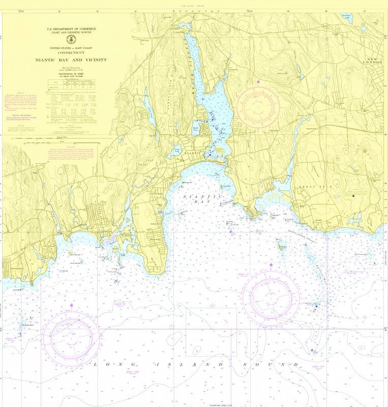 Niantic River, CT Nautical Chart Shower Curtain - Maritime Tribes USAShower Curtain