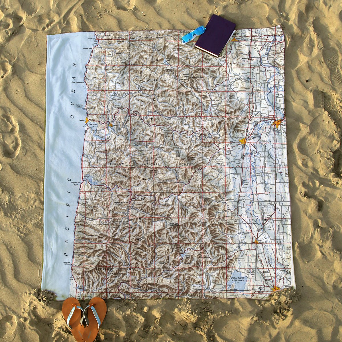 Oregon Coast Vintage Map Blanket - Maritime Tribes USABlanket