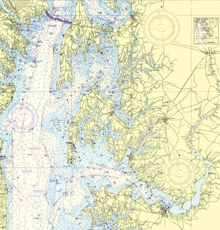 Oxford, Chesapeake Bay Nautical Chart - Shower Curtain - Maritime Tribes USAShower Curtain