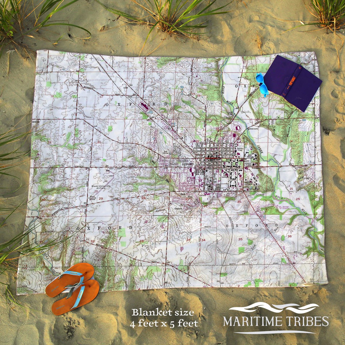 Oxford, OH Topo Style Map Blanket - Maritime Tribes USABlanket