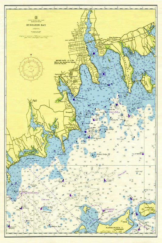 Padanaram Harbor, MA Buzzards Bay Vintage Nautical Chart Scroll - Maritime Tribes USAScroll