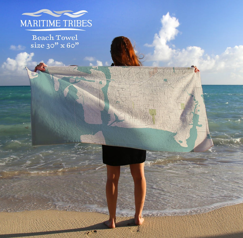 Pascagoula, MS Sea Glass Map Towel - Maritime Tribes USATowel