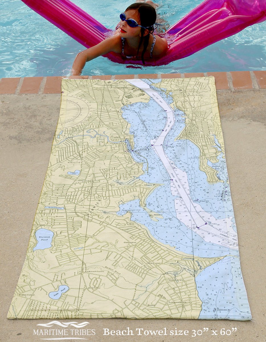 Pawtuxet, RI Vintage Nautical Chart - Maritime Tribes USATowel