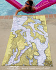 Port Townsend, WA Puget Sound Nautical Chart Quick Dry Towel - Maritime Tribes USATowel