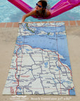 Rogers City, MI Antique Map Quick Dry Towel - Maritime Tribes USATowel