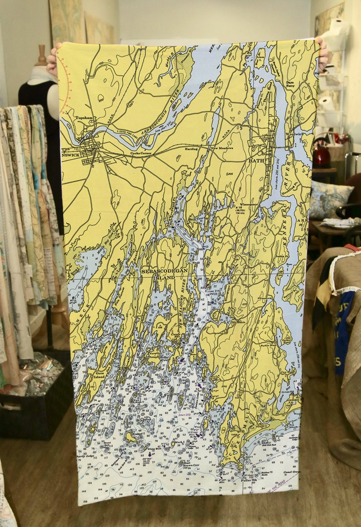 Sebasco, ME Nautical Chart Quick Dry Towel - Maritime Tribes USATowel