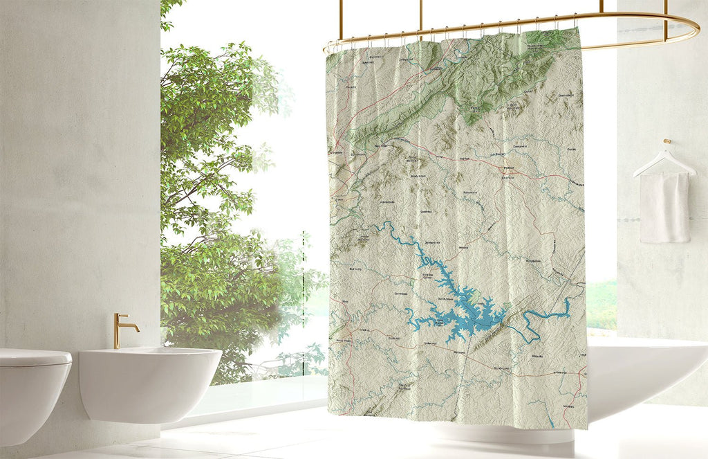 Smith Mountain Lake, VA Charted Territory Map Shower Curtain - Maritime Tribes USAShower Curtain
