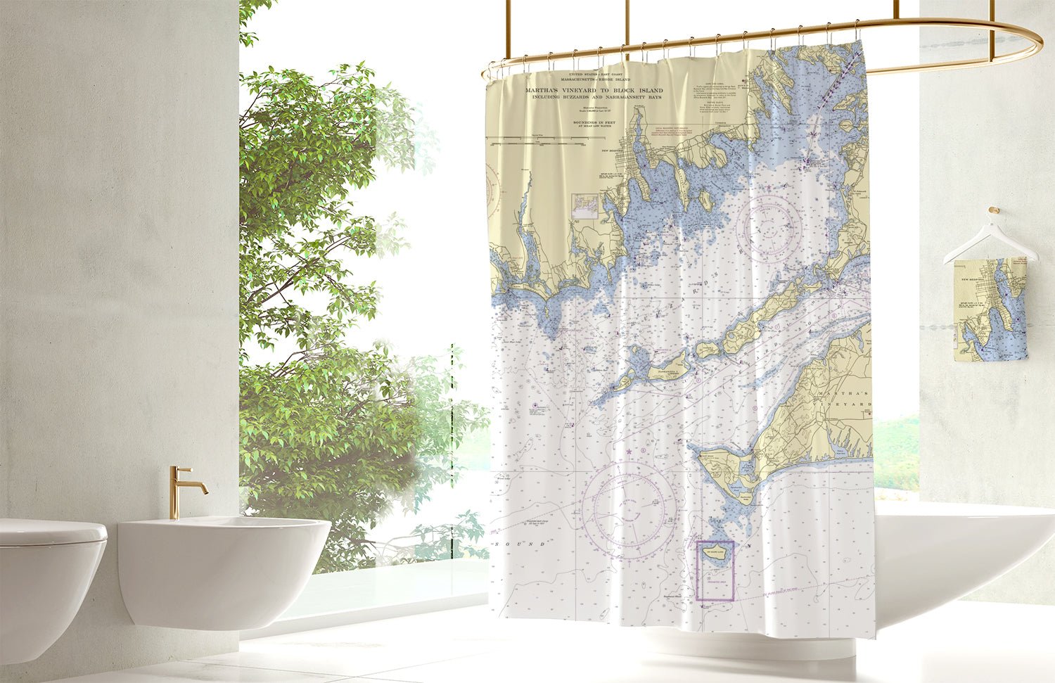 SouthCoast Nautical Chart Shower Curtain - Maritime Tribes USAShower Curtain