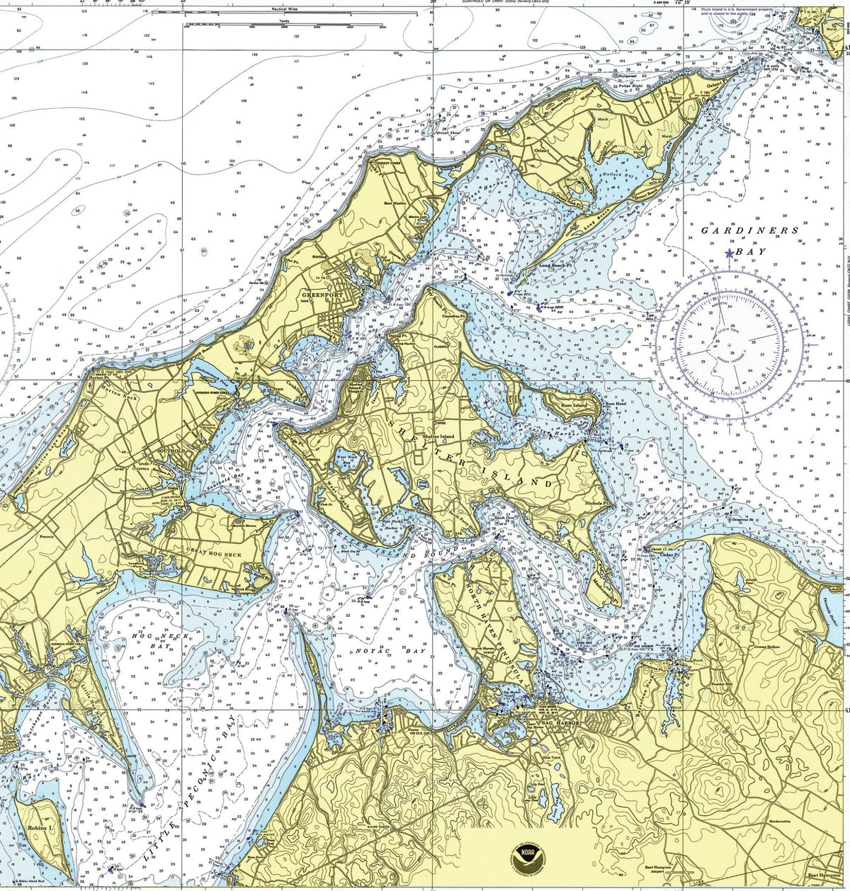 Southold, North Fork, NY Nautical Chart Shower Curtain - Maritime Tribes USAShower Curtain
