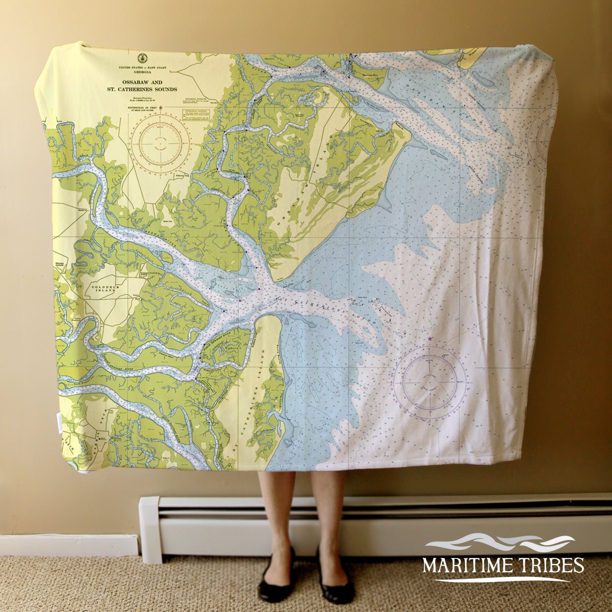 St. Catherines Island and Ossabaw Island Chart Blanket - Maritime Tribes USABlanket