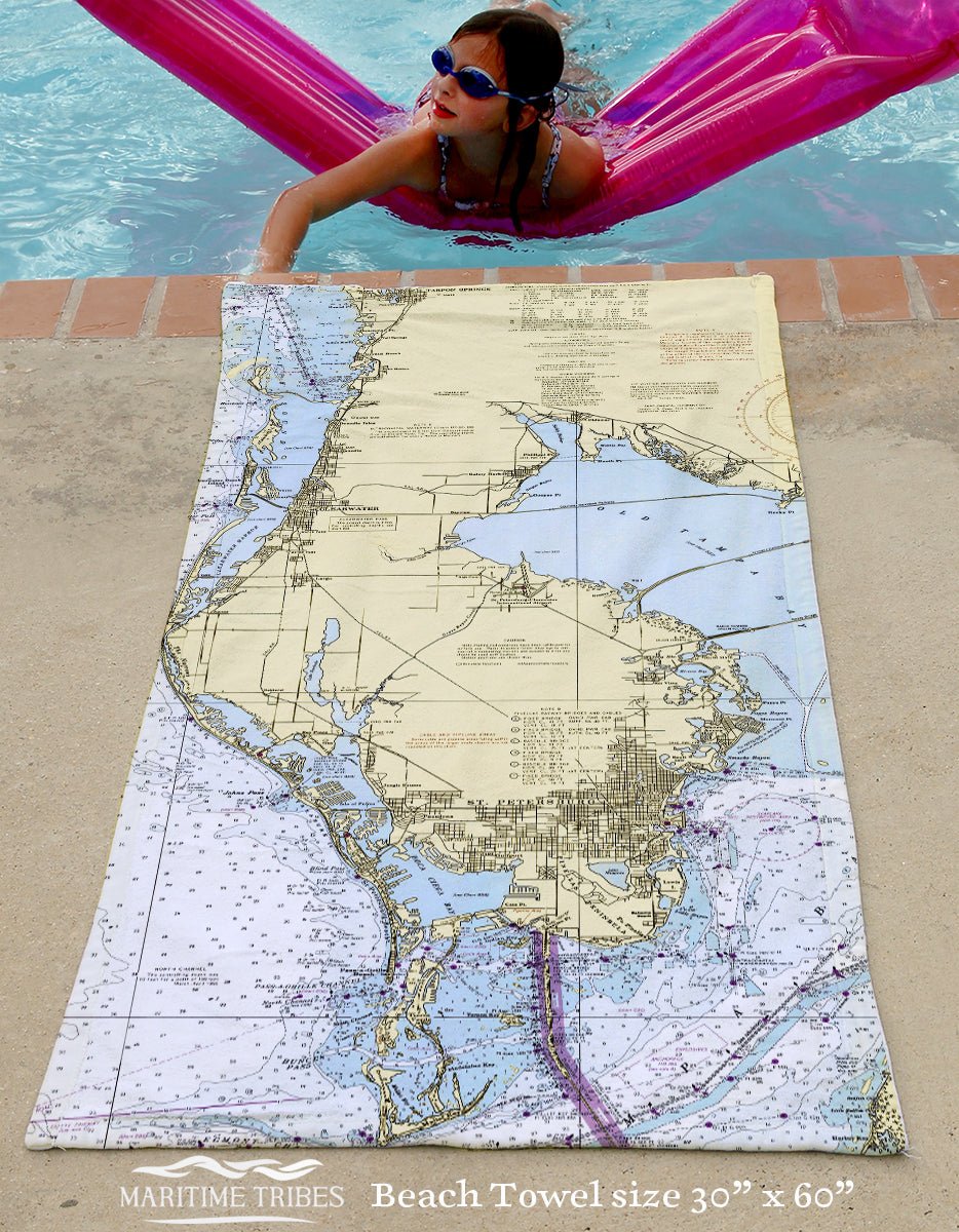 St. Petersburg FL Nautical Chart Quick Dry Towel - Maritime Tribes USATowel