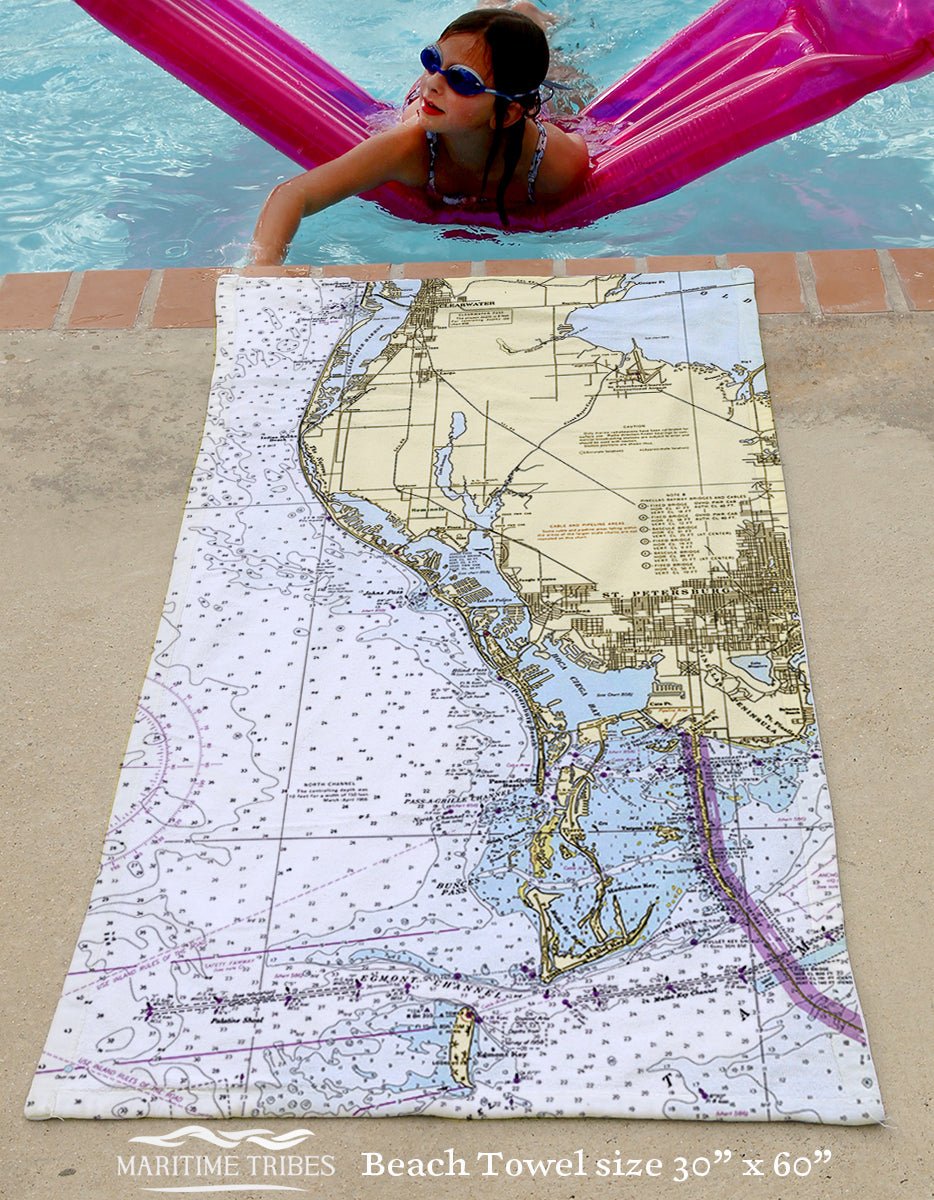 St. Petersburg / Tampa Chart Quick Dry Towel - Maritime Tribes USATowel