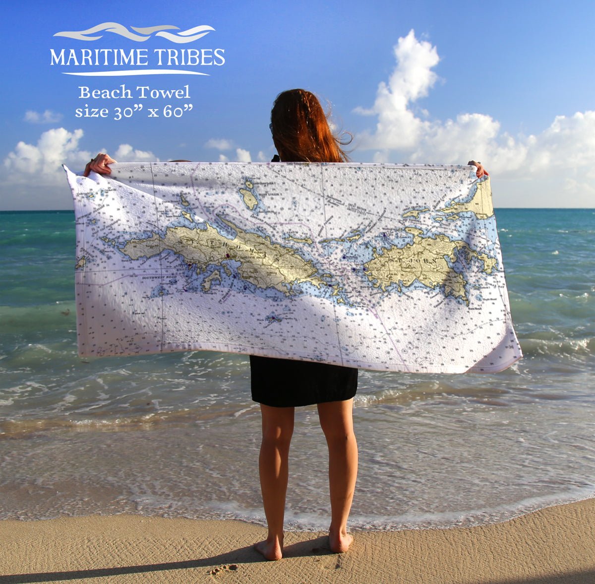 St Thomas Vintage Nautical Chart Quick Dry Towel - Maritime Tribes USATowel