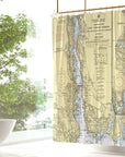 Thames River, CT Nautical Chart Shower Curtain - Maritime Tribes USAShower Curtain