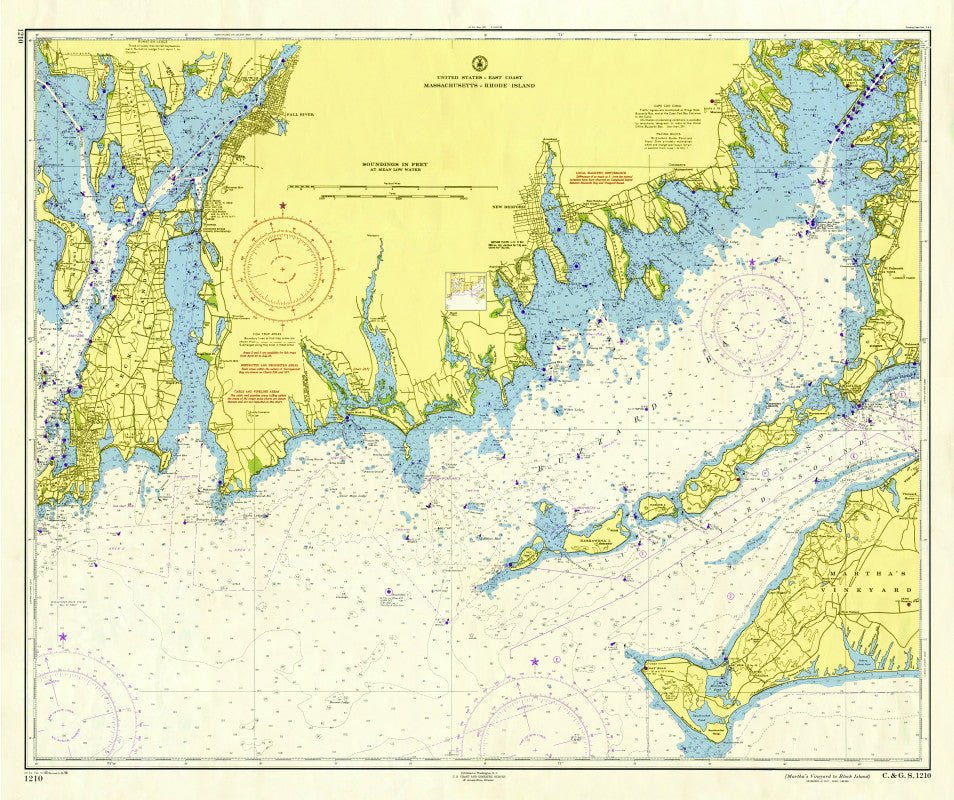 "The Southcoast"/Newport to Martha's Vineyard, Vintage Nautical Chart Scroll - Maritime Tribes USAScroll