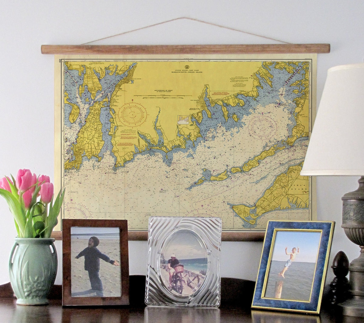 "The Southcoast"/Newport to Martha's Vineyard, Vintage Nautical Chart Scroll - Maritime Tribes USAScroll